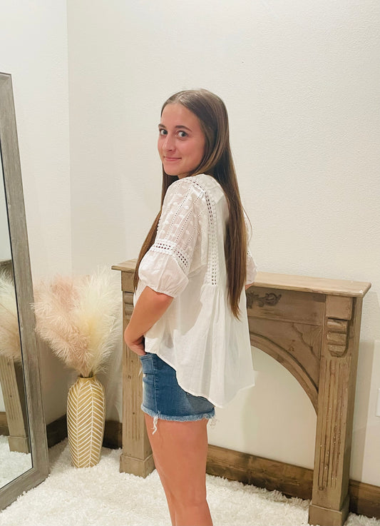 Crochet Half Sleeve Babydoll Top