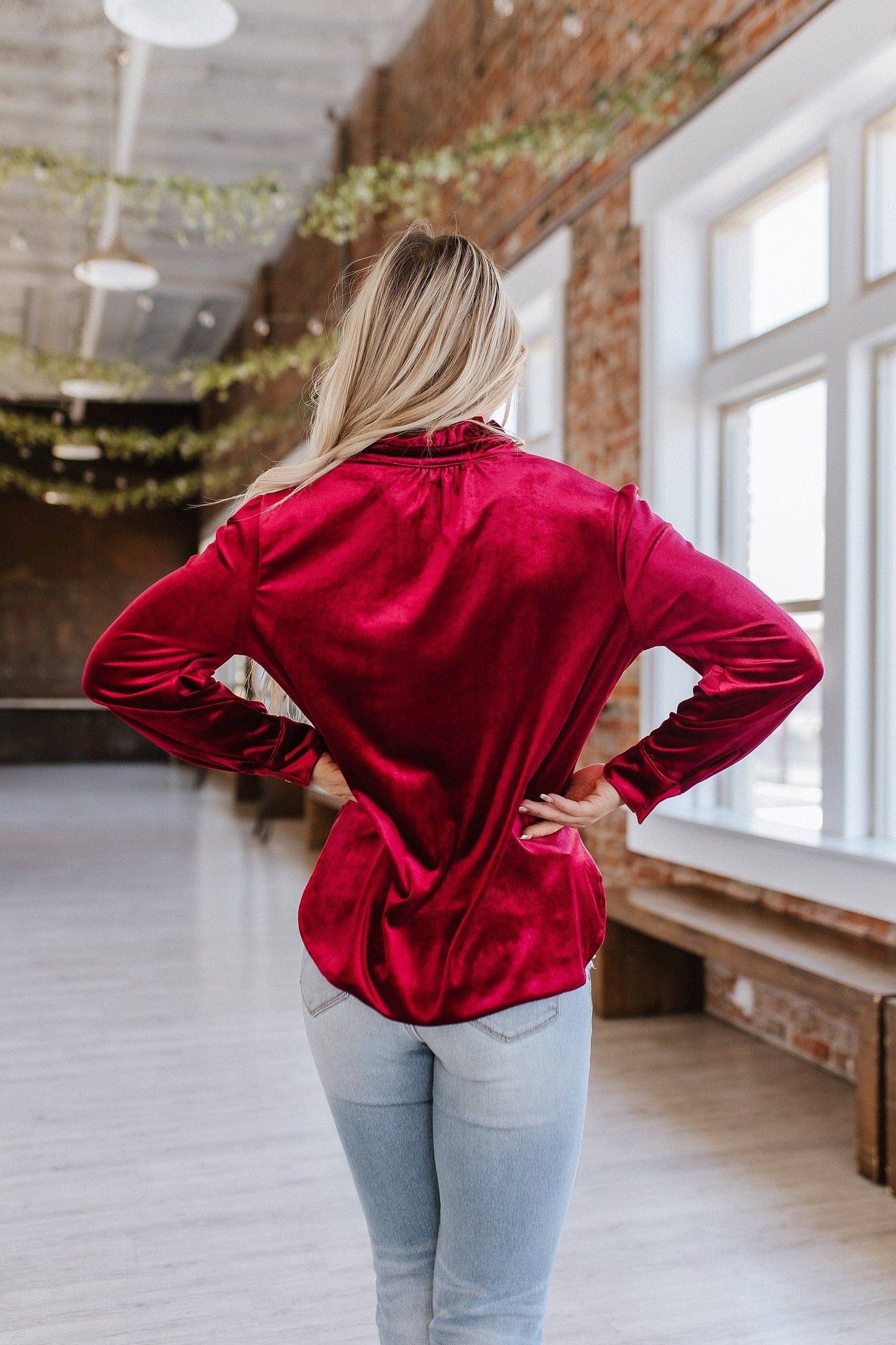Marjorie Long Sleeve Velvet Blouse