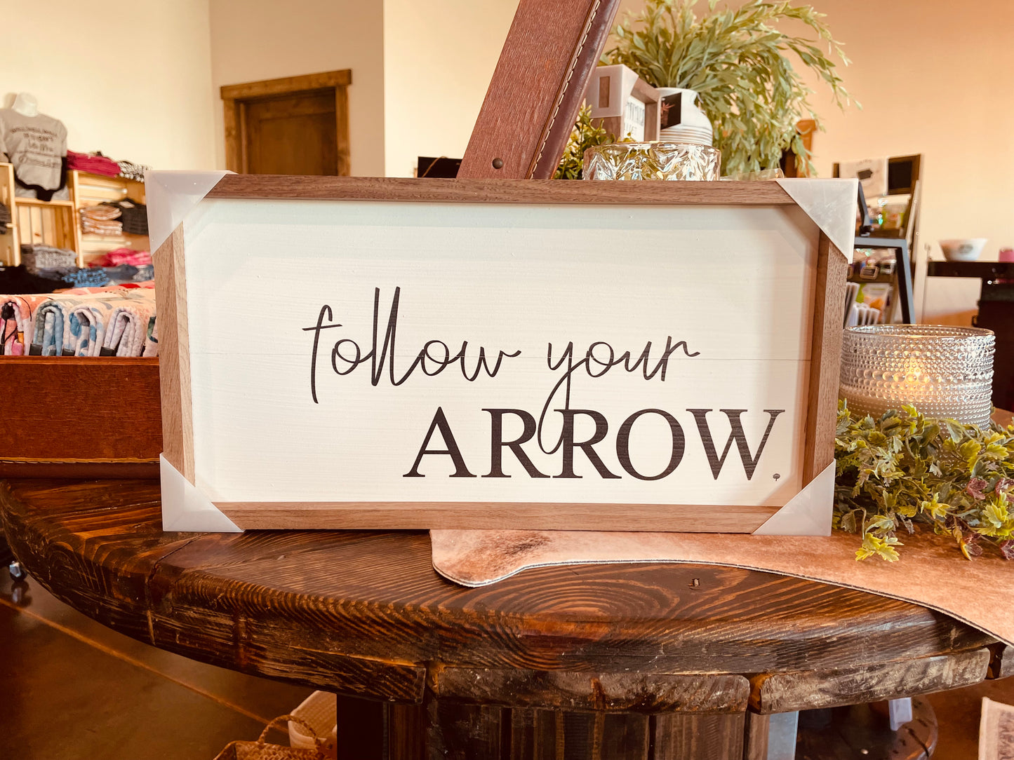 Follow Your Arrow White: 16 x 8 x 1.5