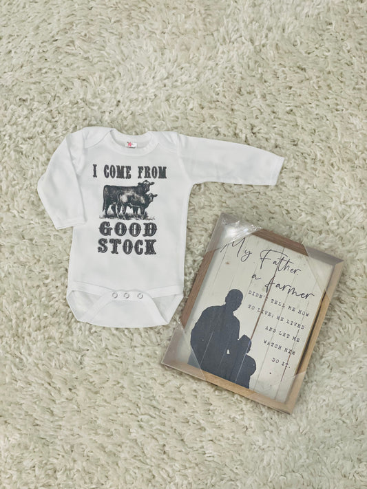 I Come From Good Stock Cow Onesie