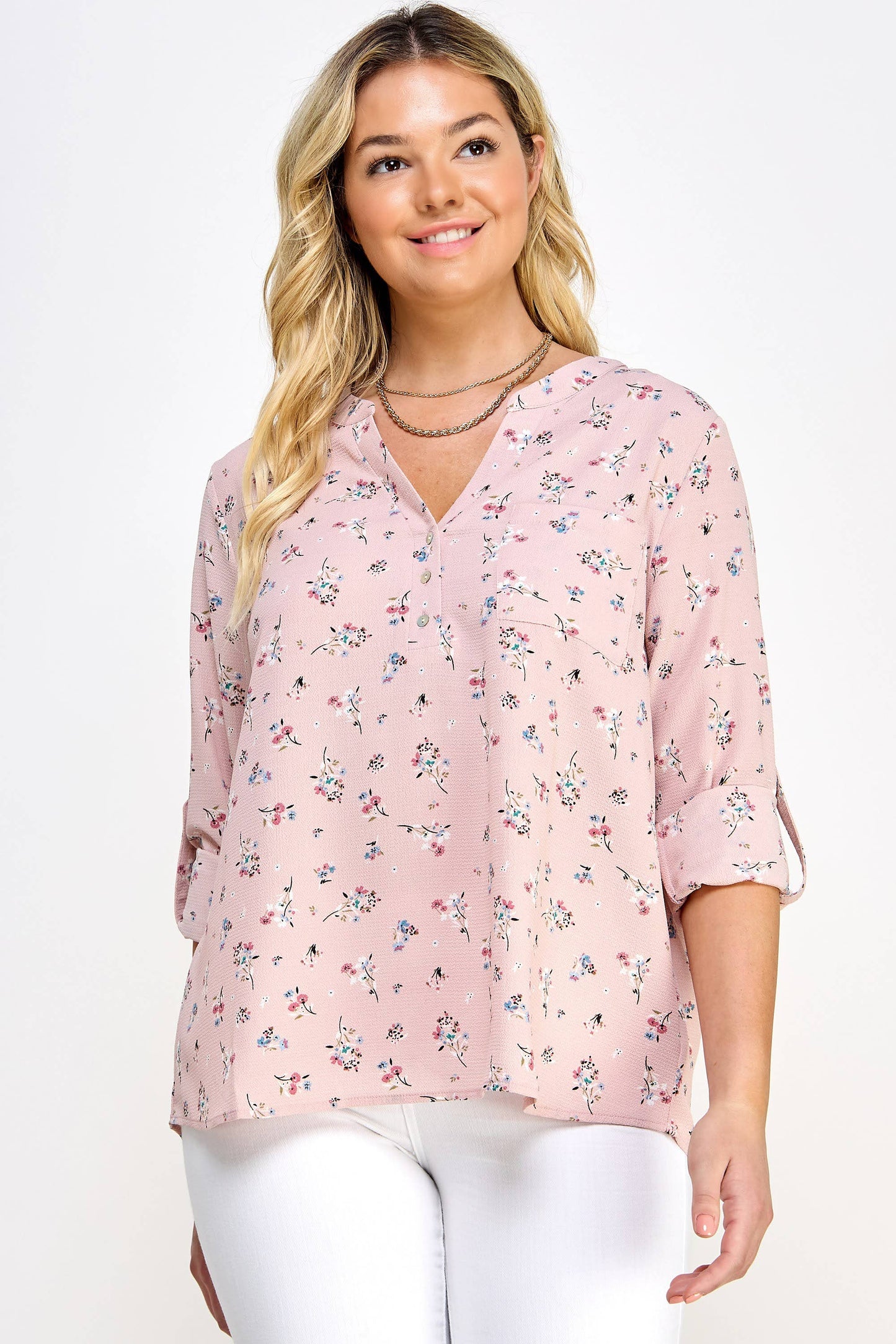 Floral Print Pop-over Blouse