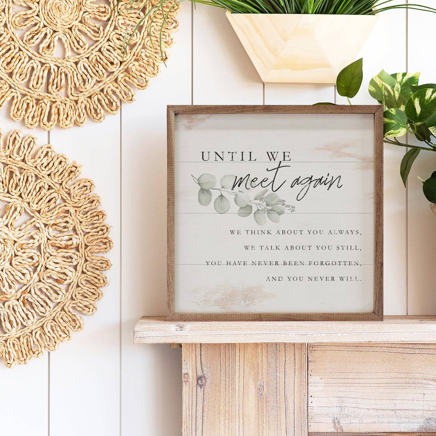 Until We Meet Again Greenery Whitewash: 8 x 8 x 1.5