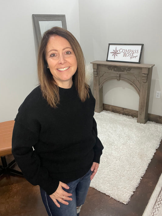 Wide Neckband Drop Shoulder Sweater