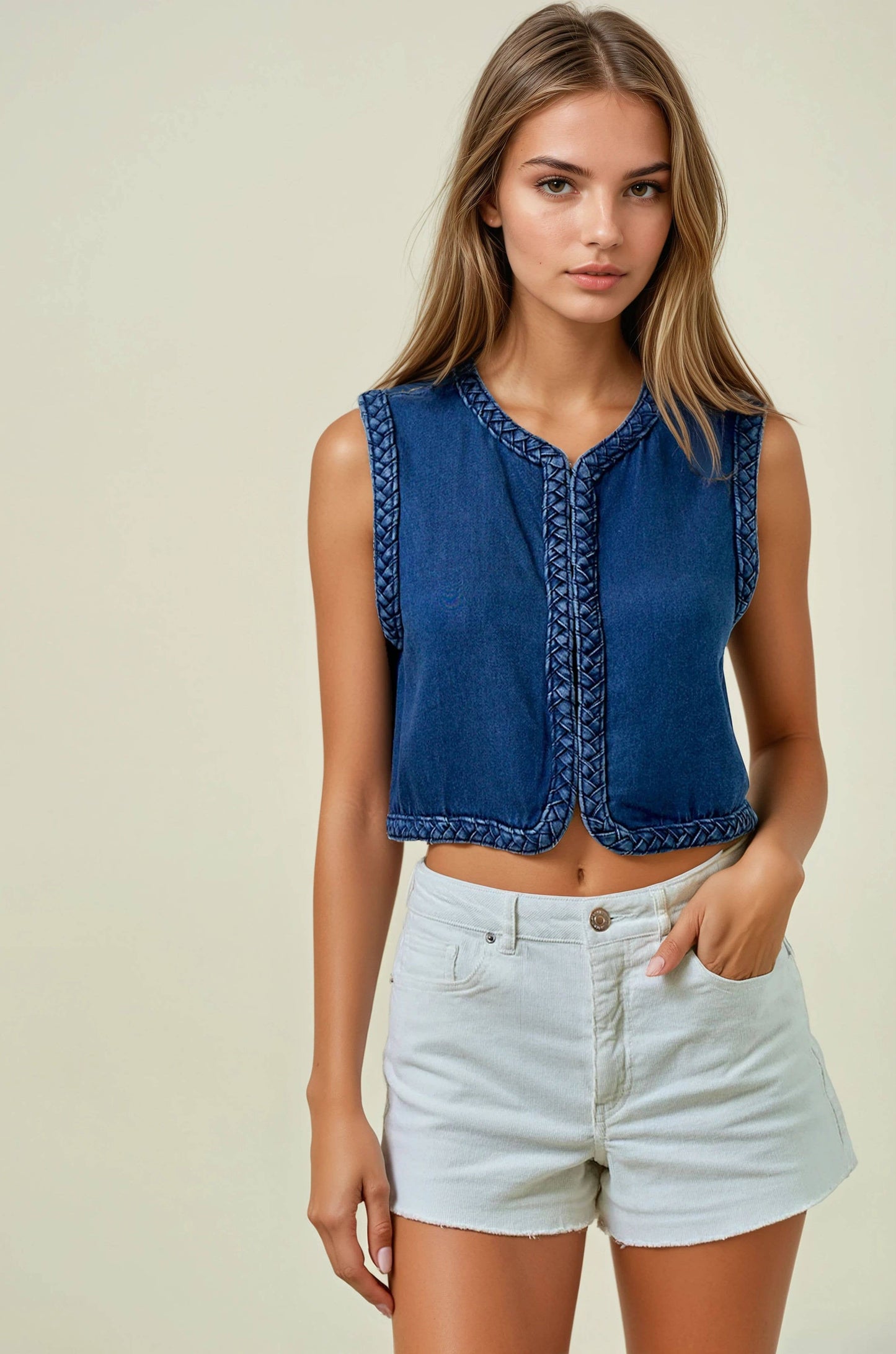Braided Denim Vest