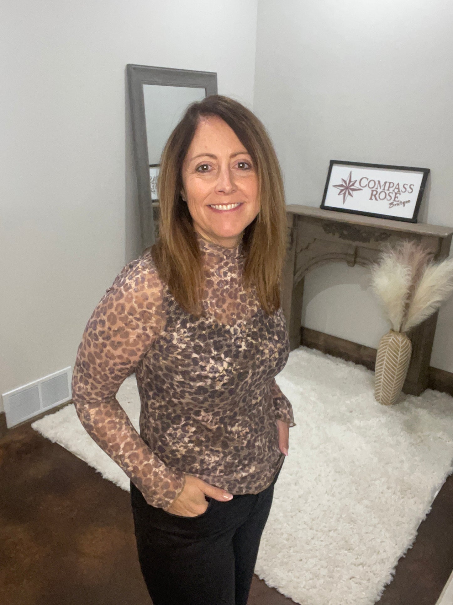 Leopard Mesh Top