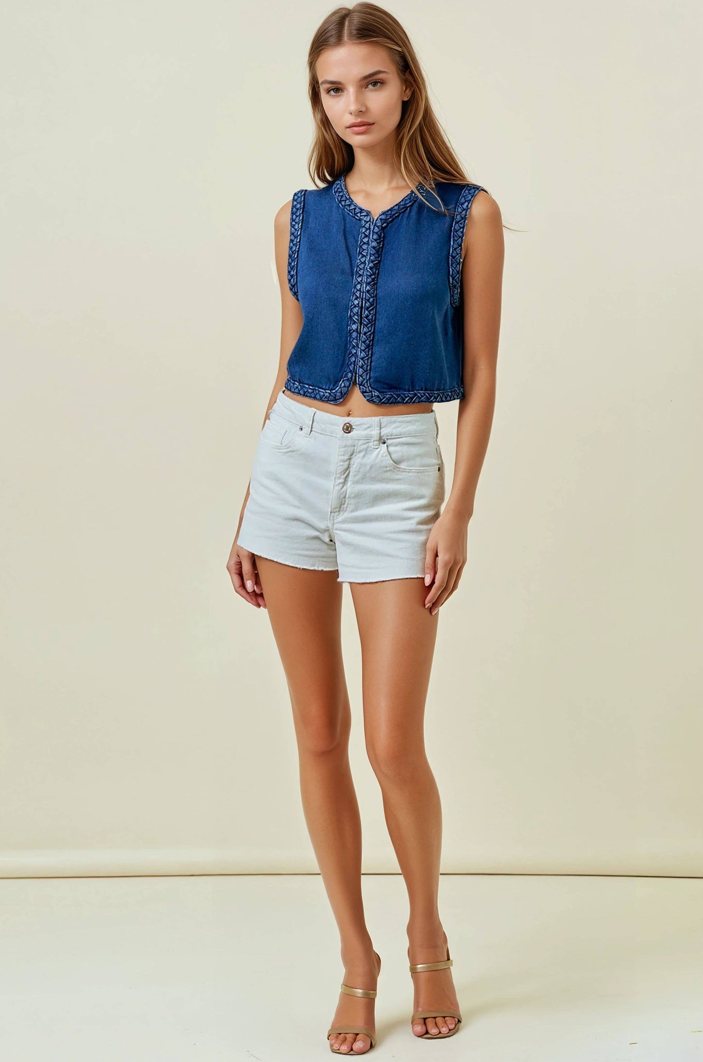 Braided Denim Vest