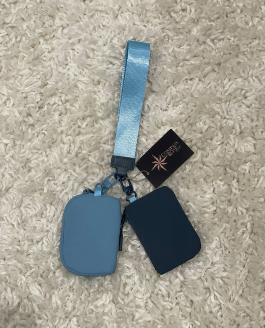 Dual Pouch Wristlet Keychain Wallet