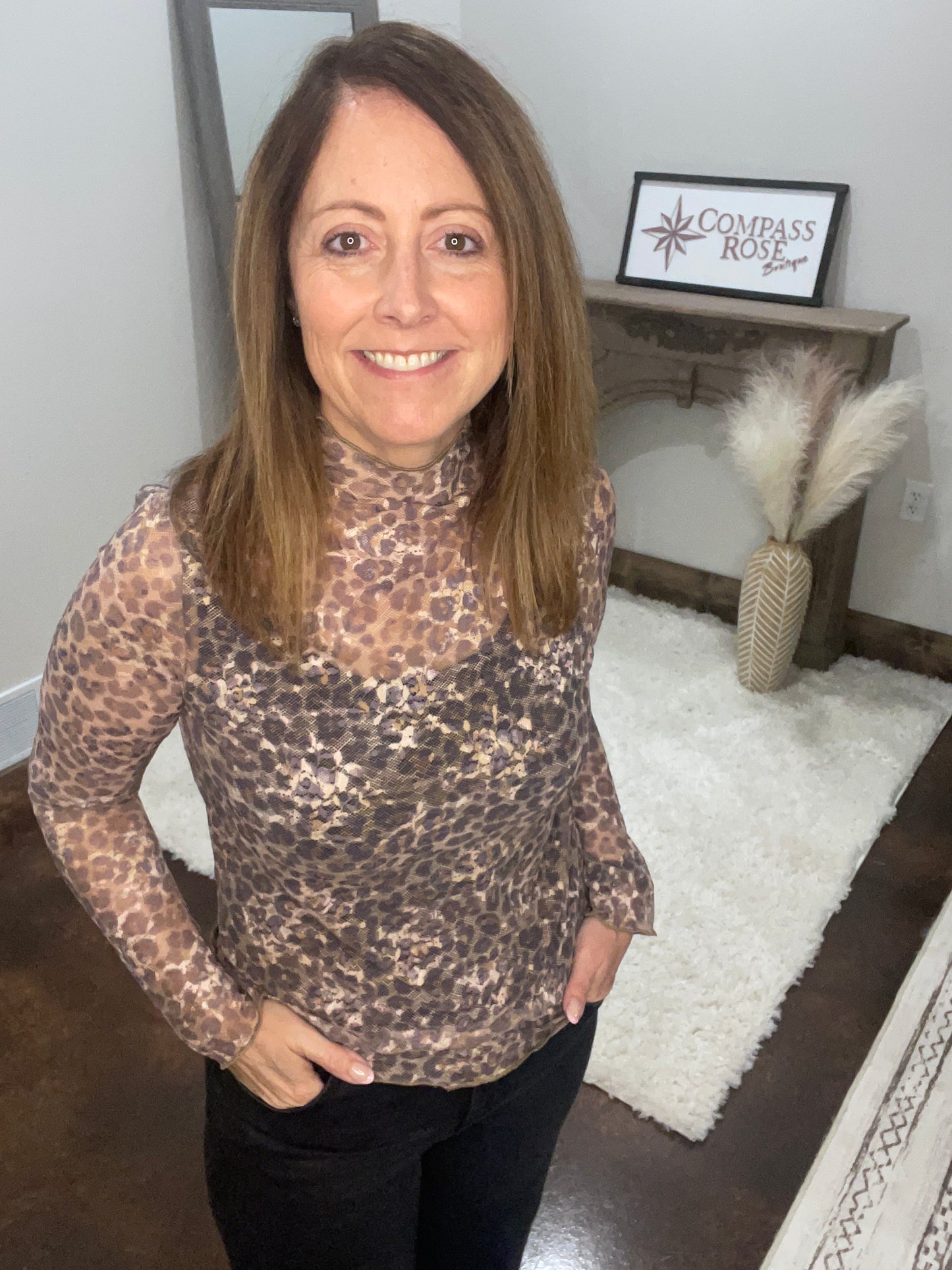 Leopard Mesh Top