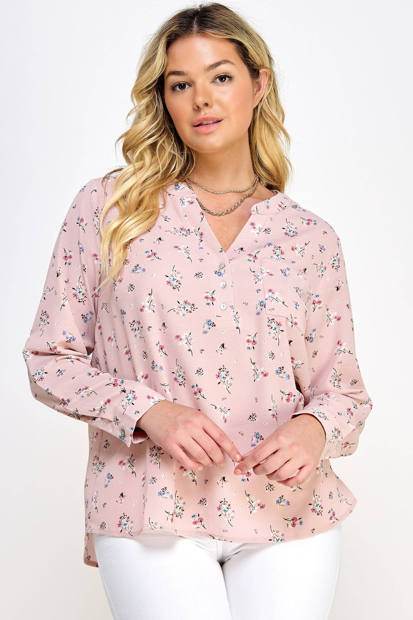 Floral Print Pop-over Blouse