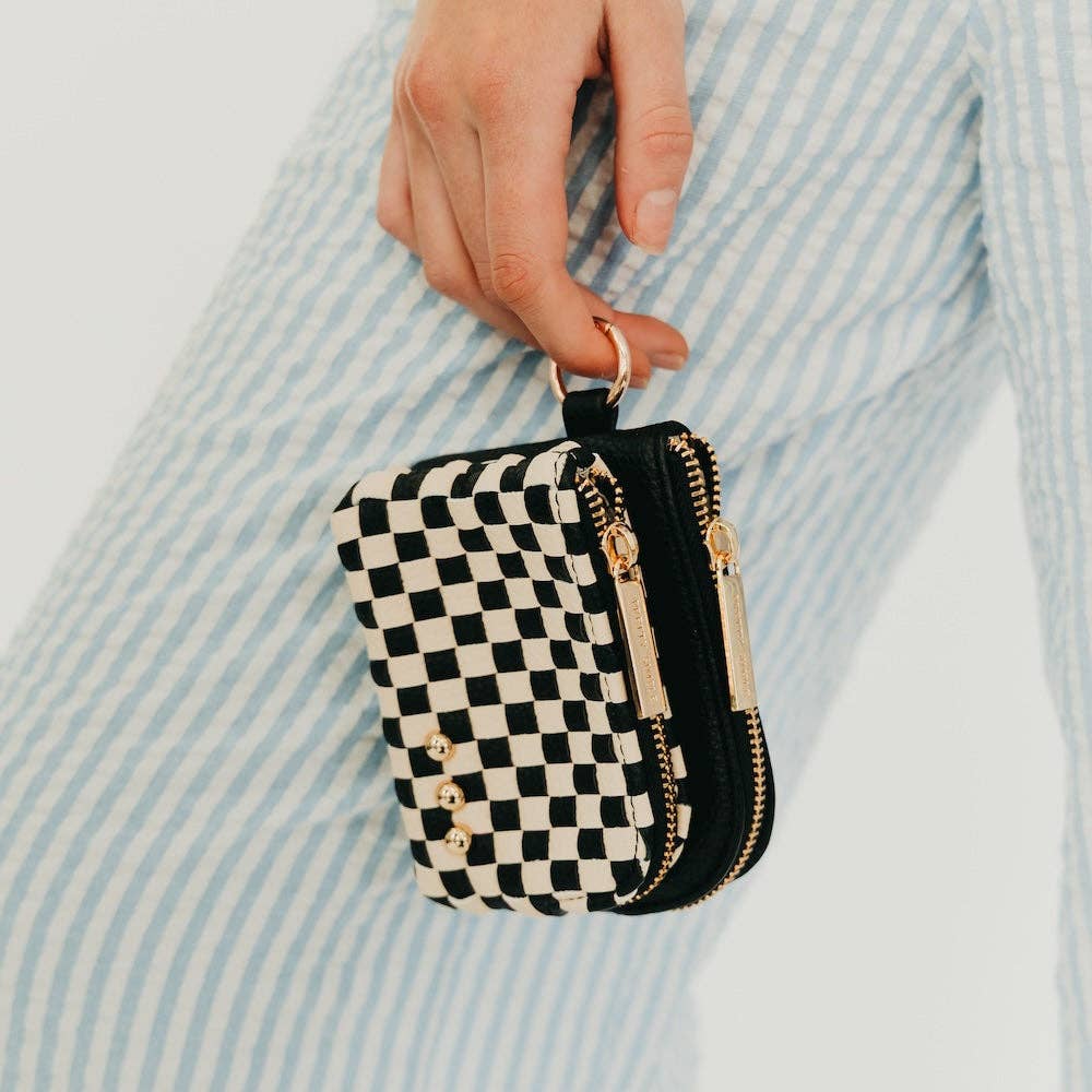 Woven Cameron Double Zip Card Wallet