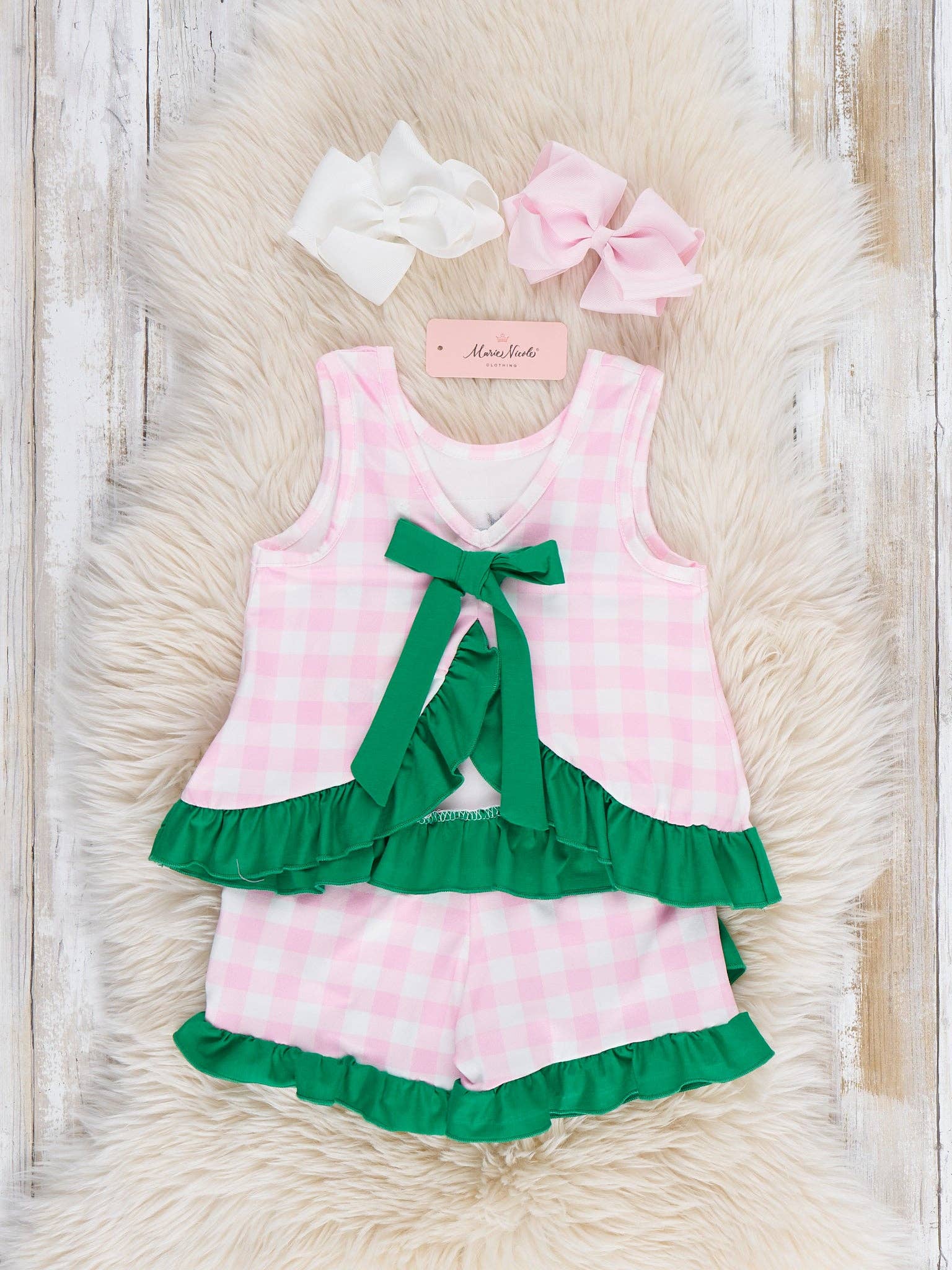 Little Farmer’s Embroidered Plaid Ruffle Outfit