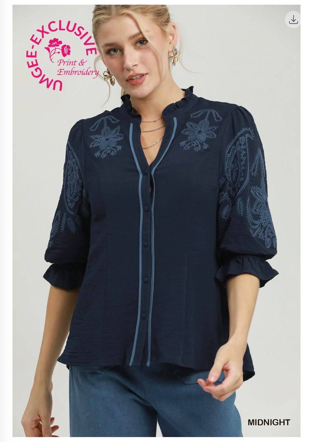 Embroidery Ruffle Top