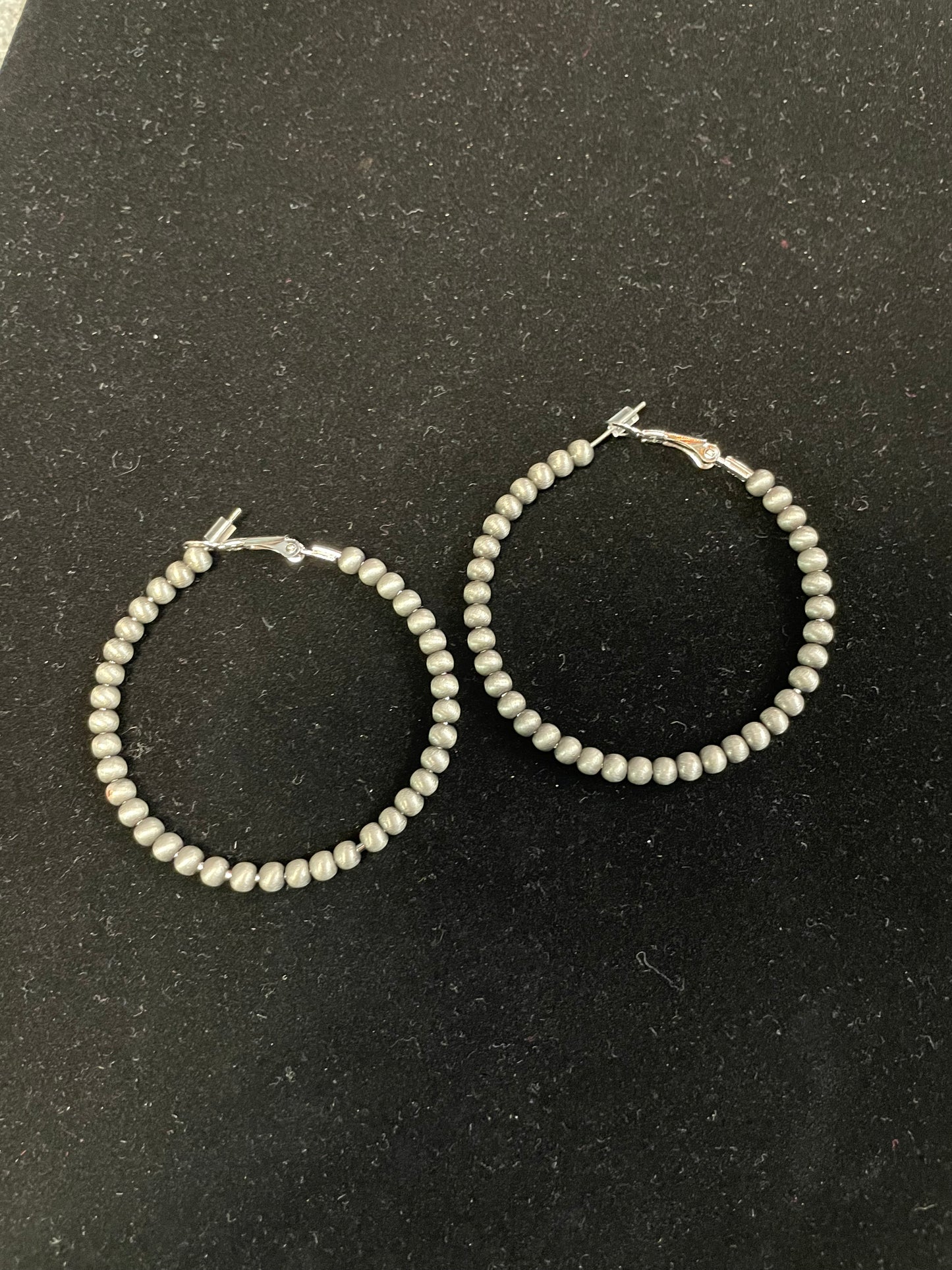 Faux Silver Navajo Pearl Hoops