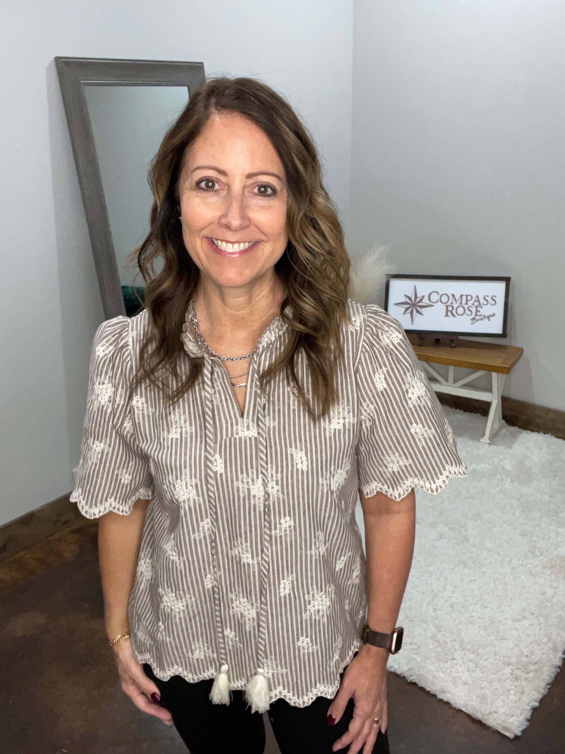 Embroidered Short-sleeve Blouse