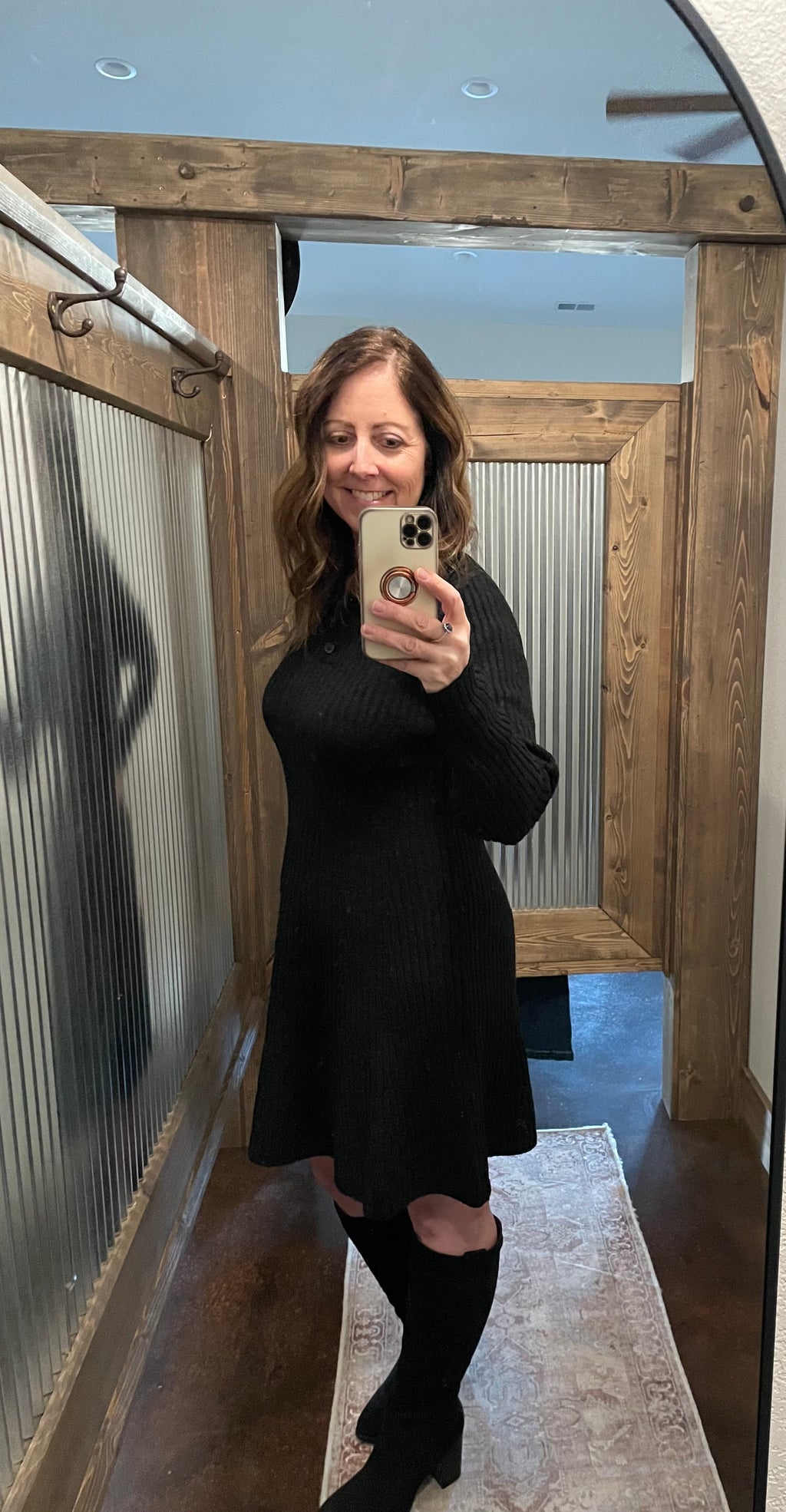 Ribbed Sweater Flared Mini Dress