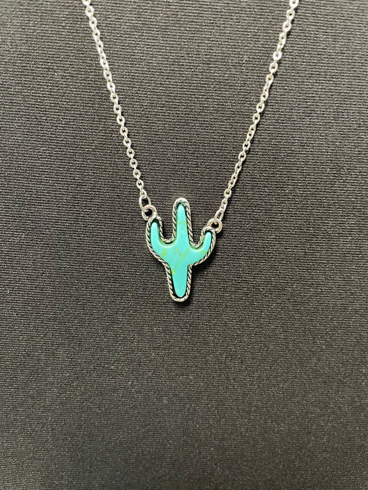 Cactus Turquoise Stone Necklace