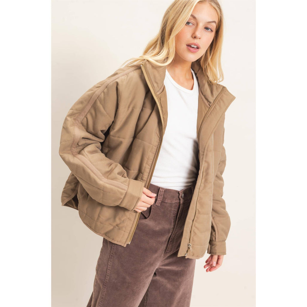 Quilted High Collar Jacket