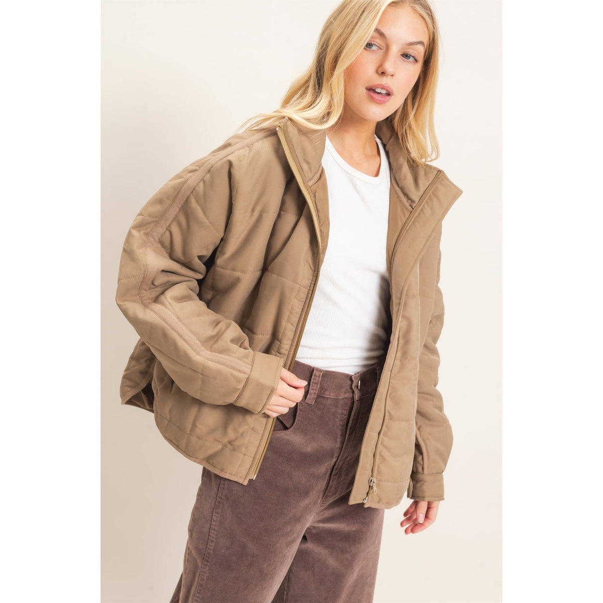 Quilted High Collar Jacket