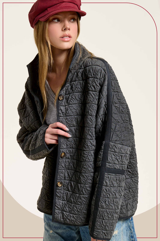 Oversized Soft Quilted Button Down Jacket