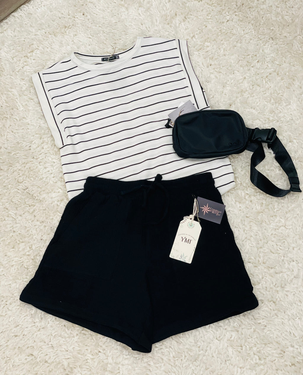 Double Gauze Drawstring Banded Hem Shorts