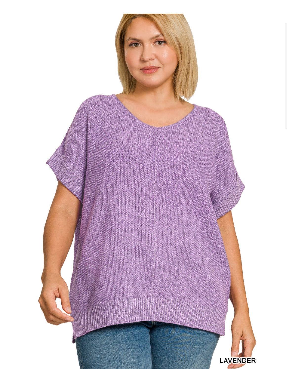 Center Seam Short Sleeve Sweater