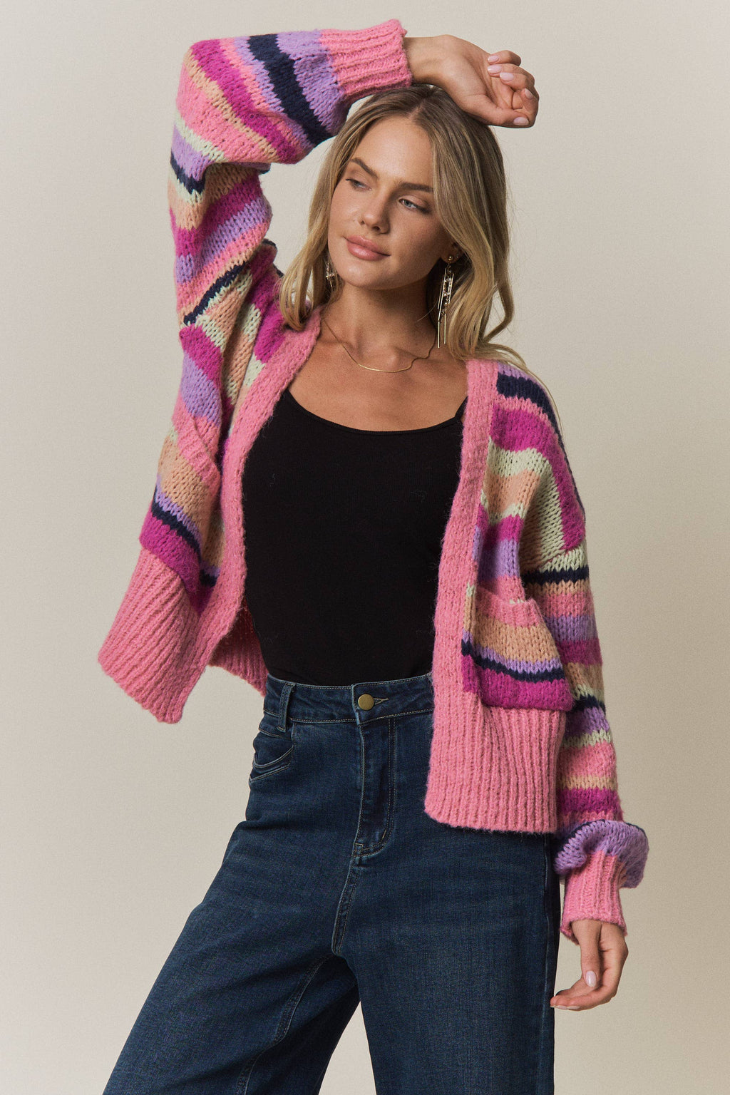 Vibrant Striped Cardigan