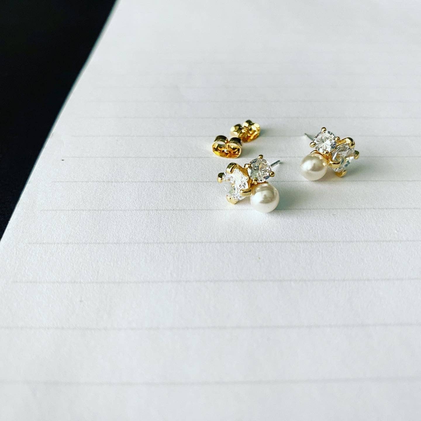 Pearl CZ Duo Earrings
