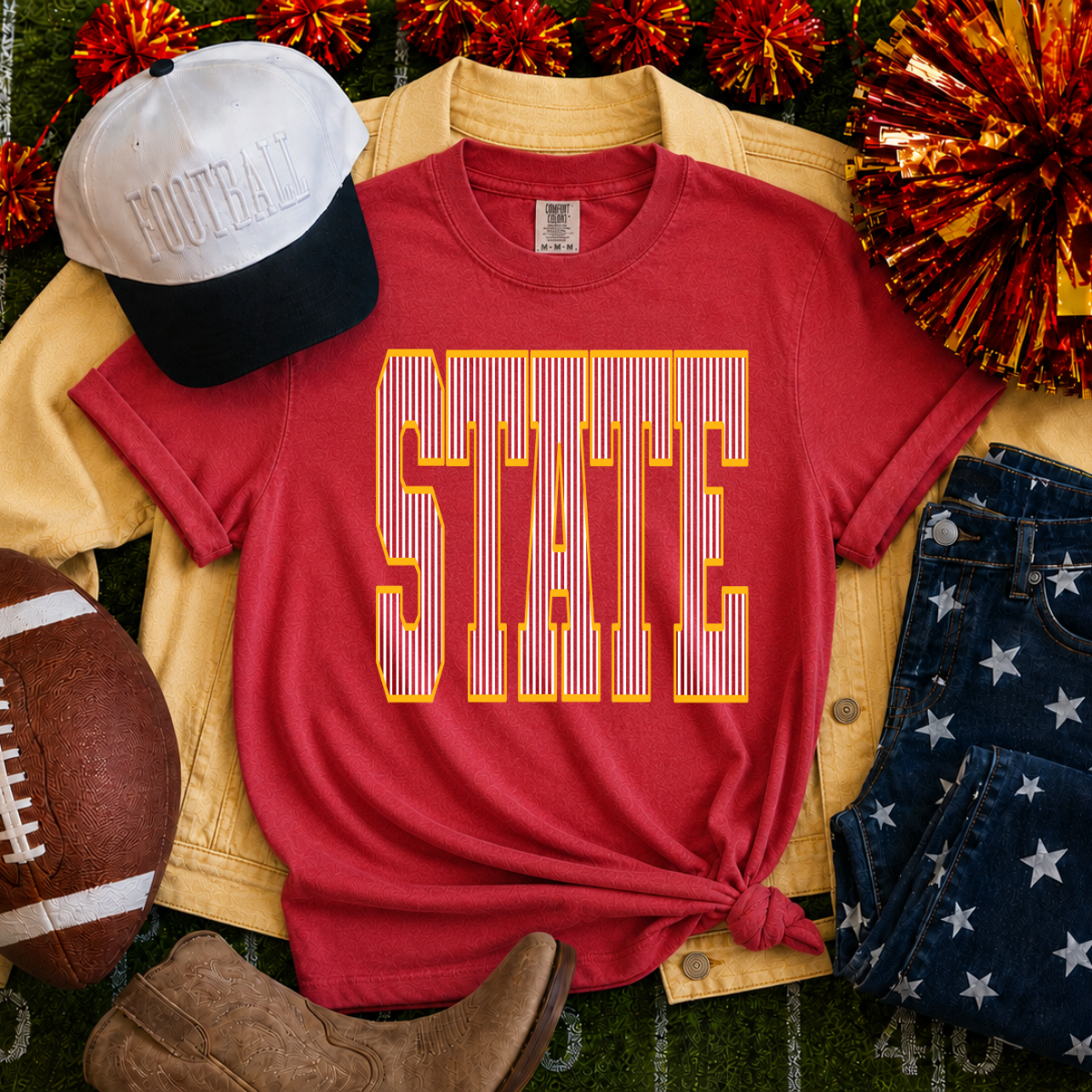 Gold/White State Red Tee