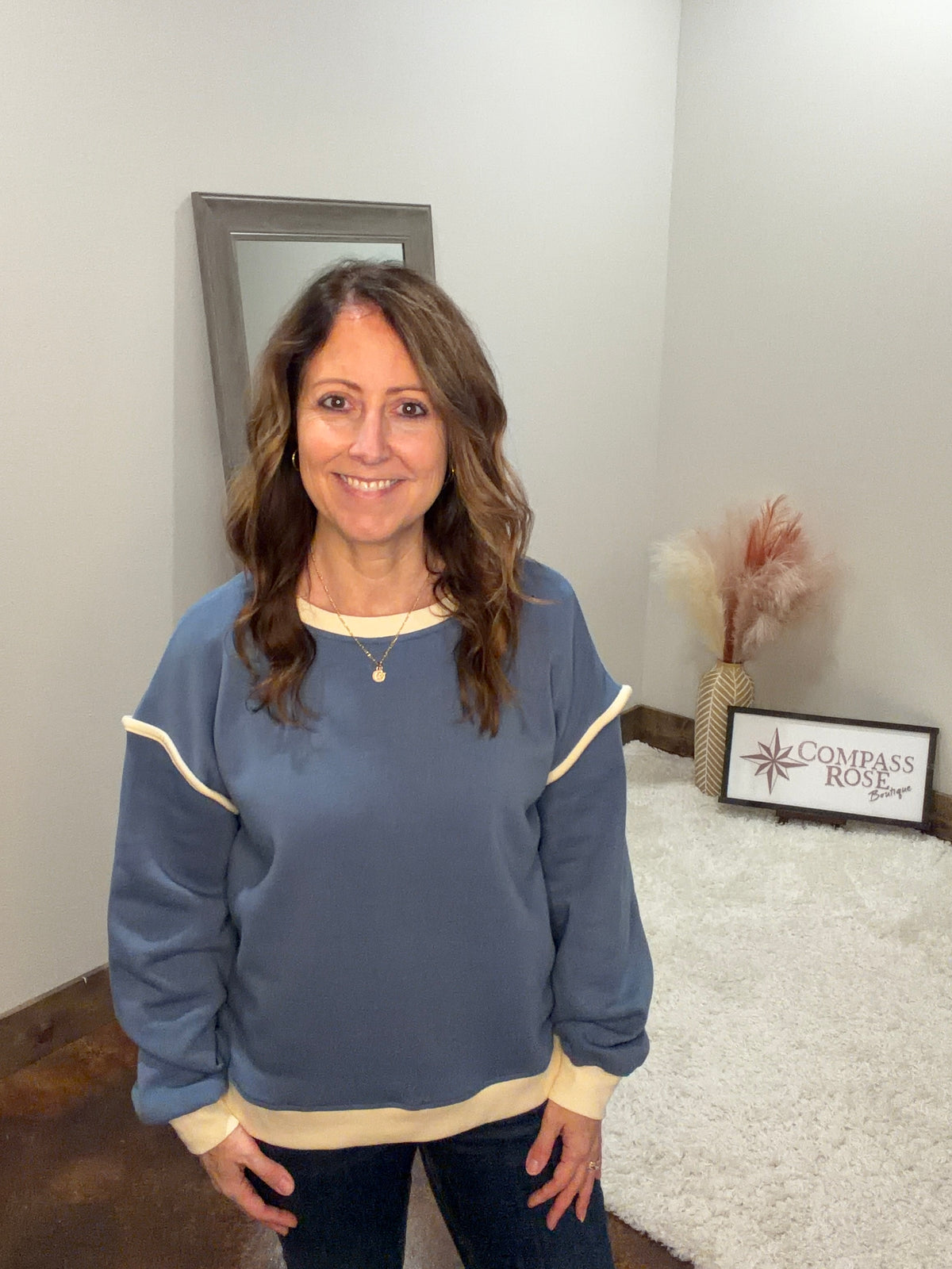 Fleece Contrast Trim Sweatshirt
