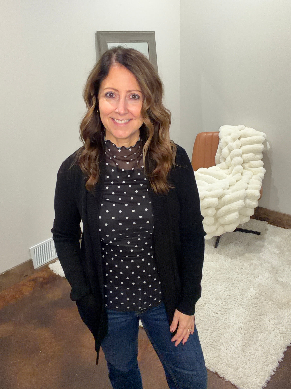 Polka Dot Mesh Top