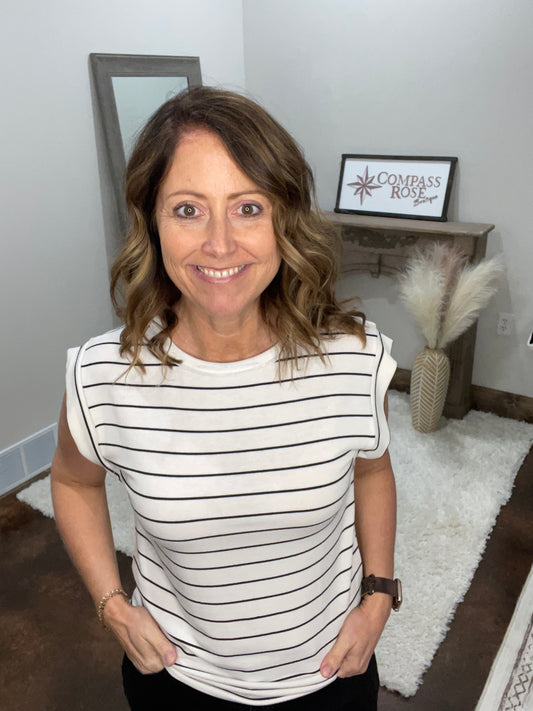 French Terry Striped Top