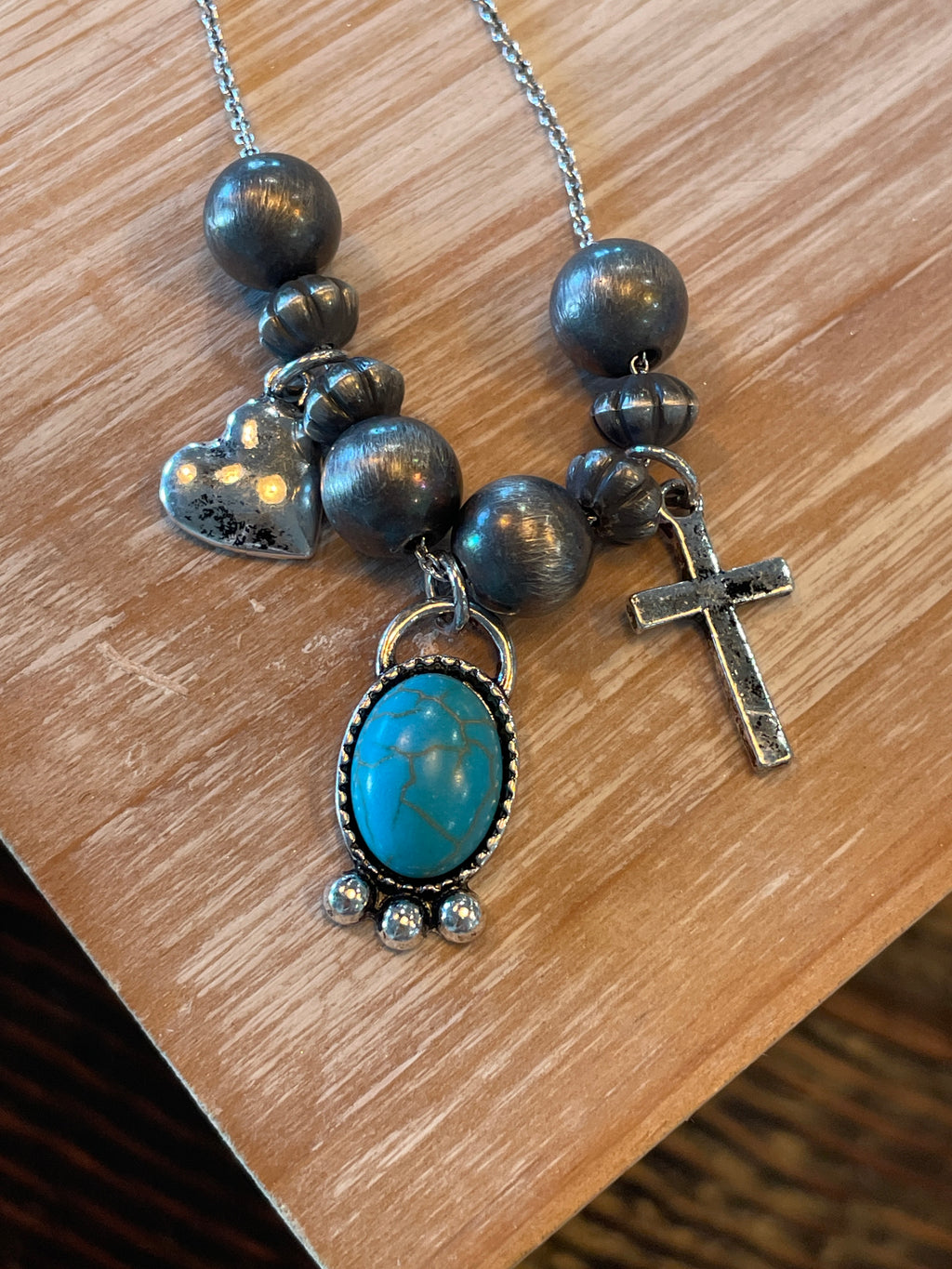 Navajo Pearl and Charm Necklace