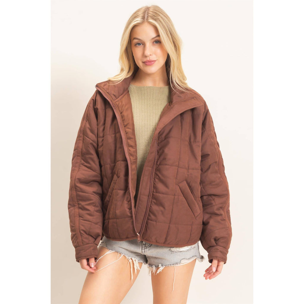 Quilted High Collar Jacket