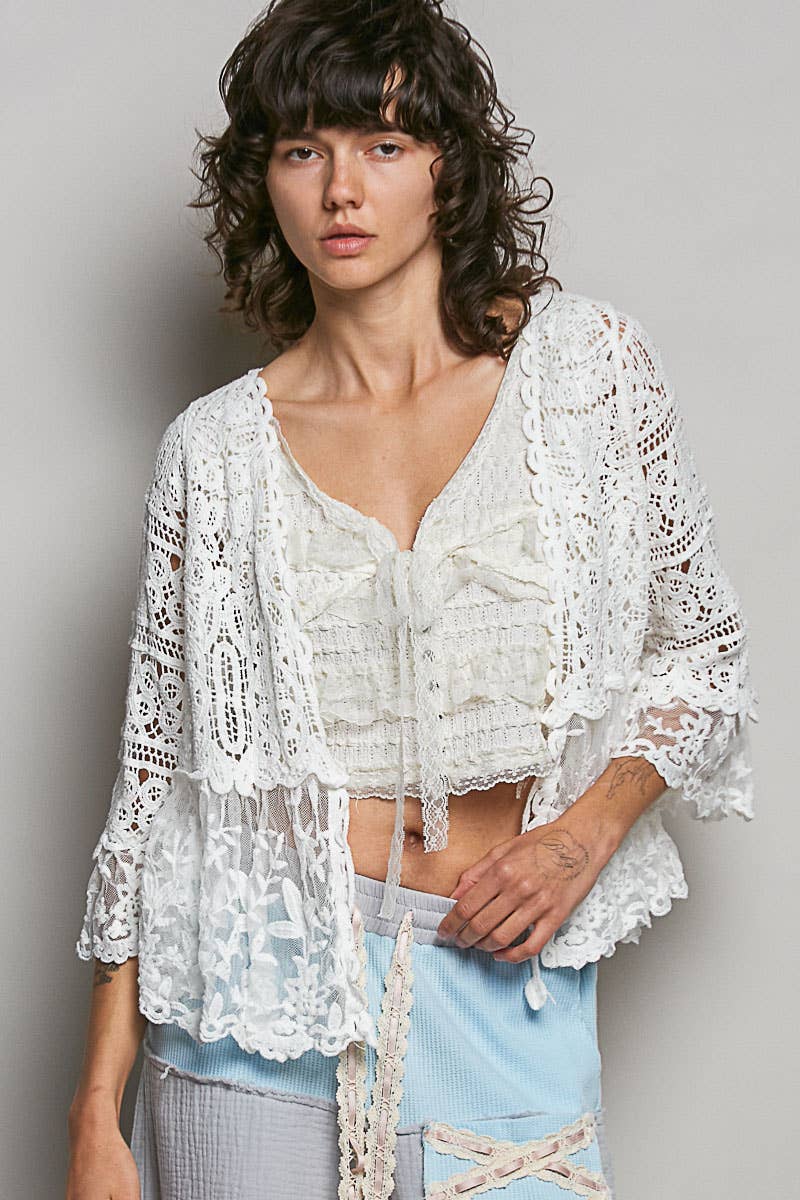 Crochet Floral Lace Cardigan