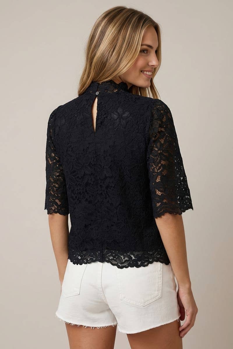 Lace Scallop Detail Top