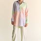 MULTI COLOR PLAID COLOR BLOCK BUTTON FRONT SHIRT