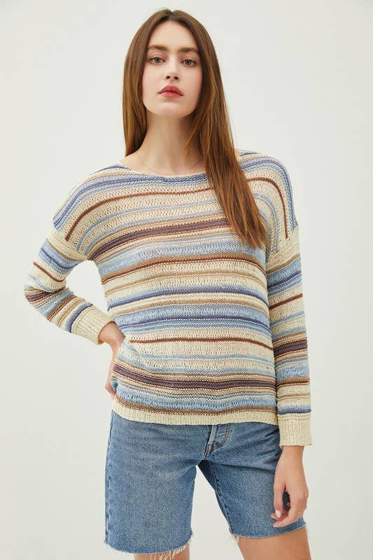 VINTAGE AUTUMN STRIPED BREEZY SWEATER