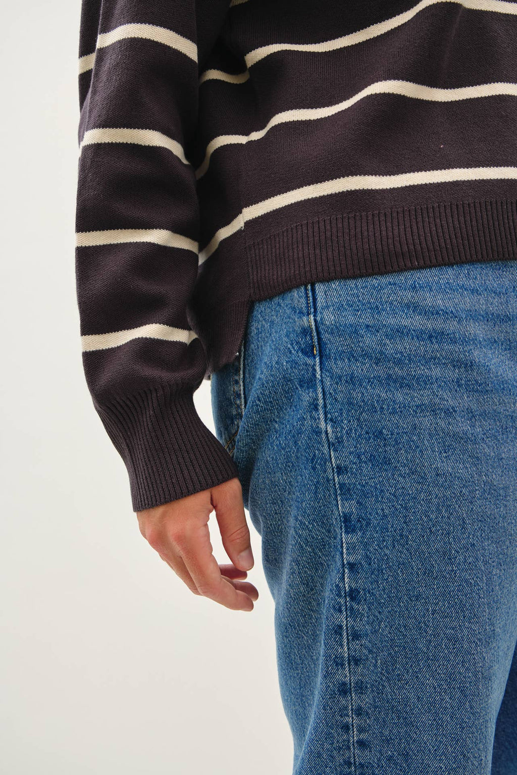 STRIPE CREWNECK LONG SLEEVE BOXY SWEATER