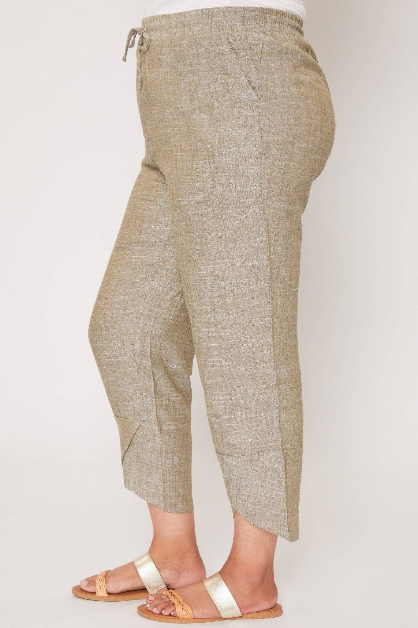 Linen Elastic Waist With Tulip Hem Pant