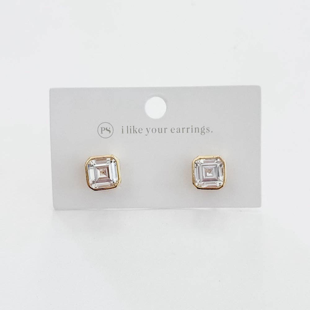 Bezel Diamond Stud Earrings