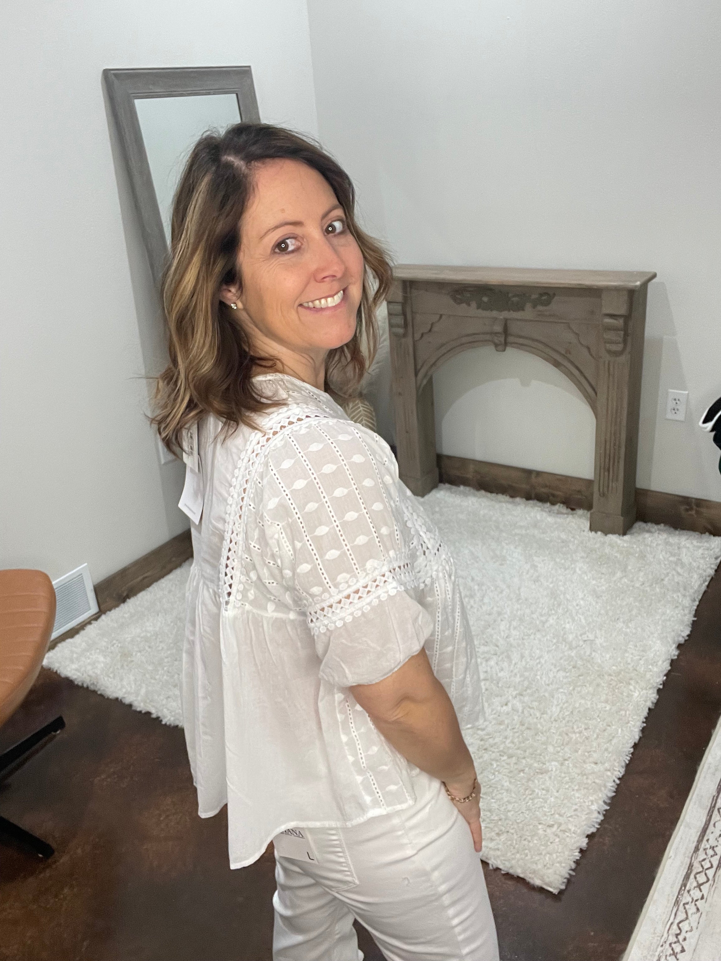 Crochet Half Sleeve Babydoll Top