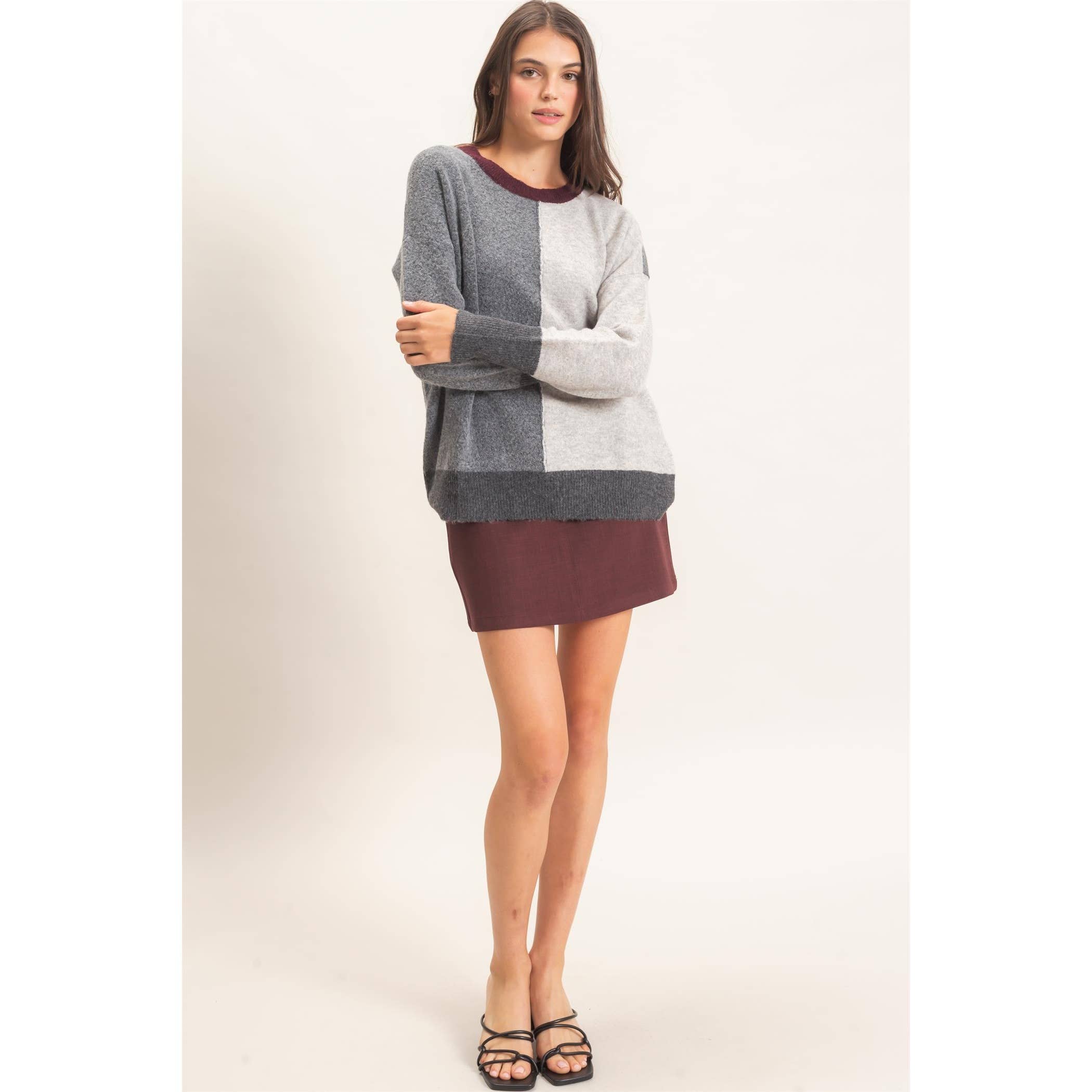Colorblock Crew Neck Sweater