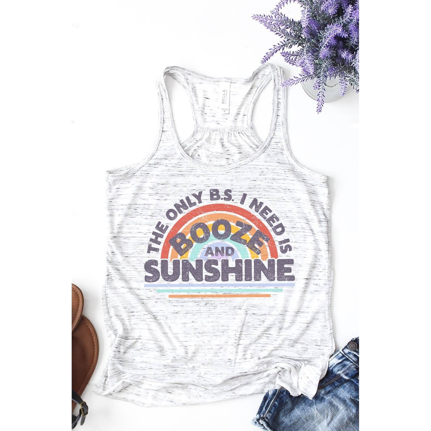 BS I Need Is Booze n Sunshine Graphic Flowy Tank