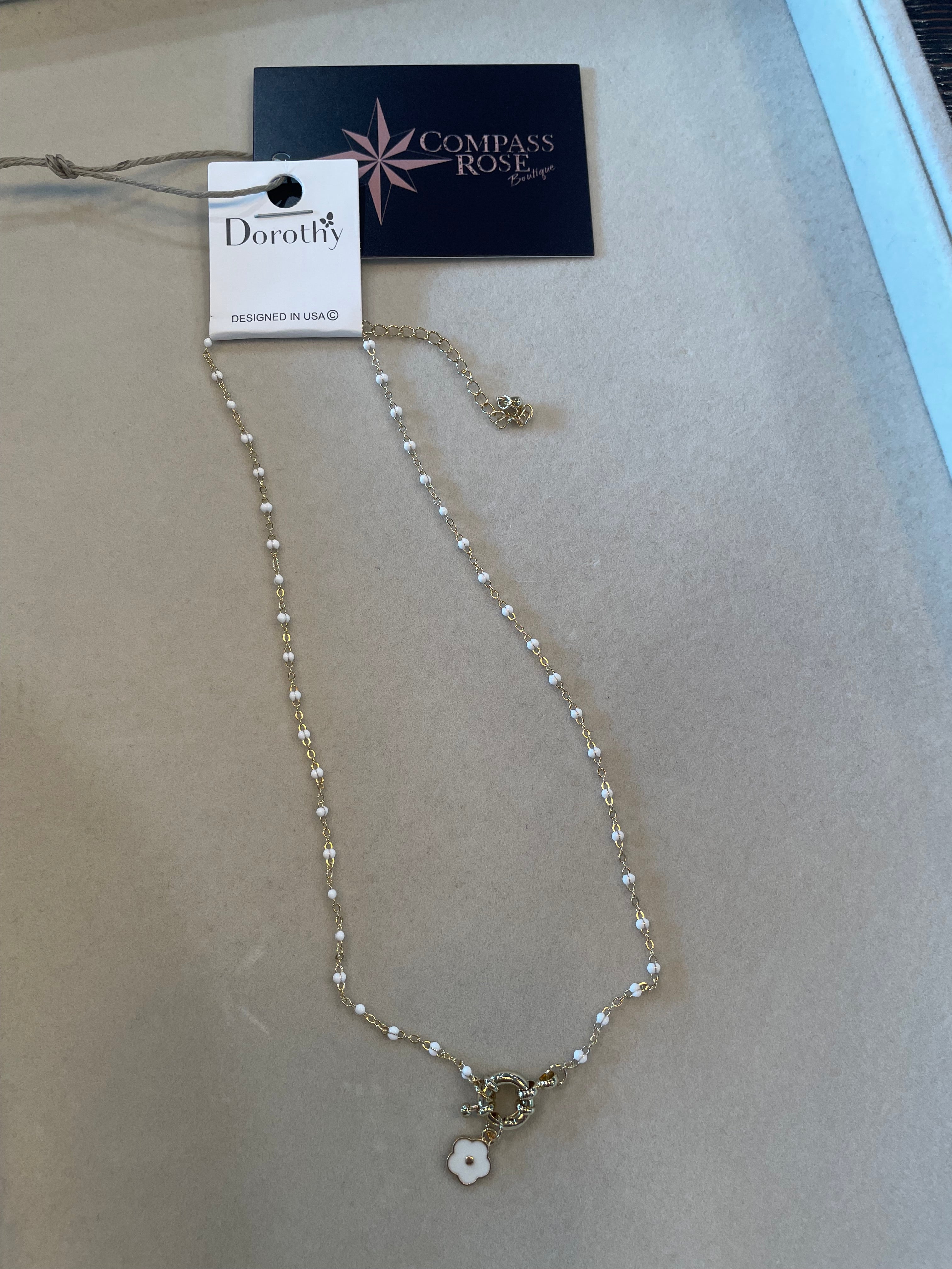 White Bead Flower Necklace