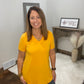 V-Neck Short Sleeve Round Hem Top