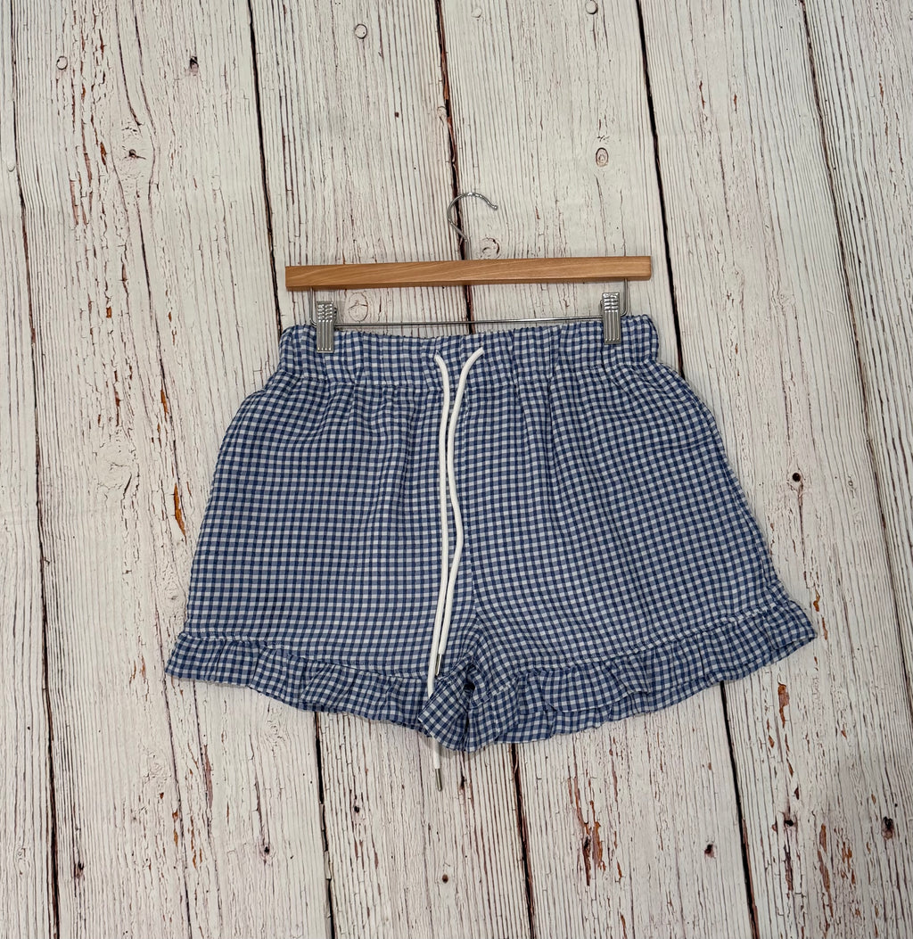 Checkered Ruffle Hem Shorts