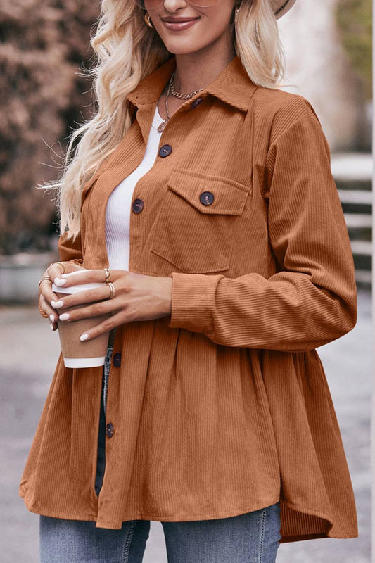 CORDUROY BUTTON UP SHIRT WITH POCKETS