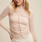 Semi Sheer Textured Lace Long-Sleeve Layering Top