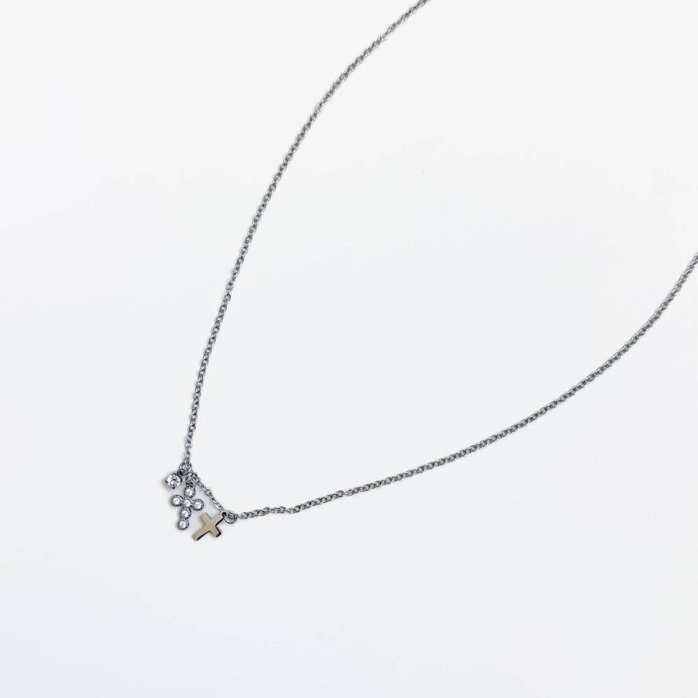 Petite Double Cross Necklace - WATERPROOF