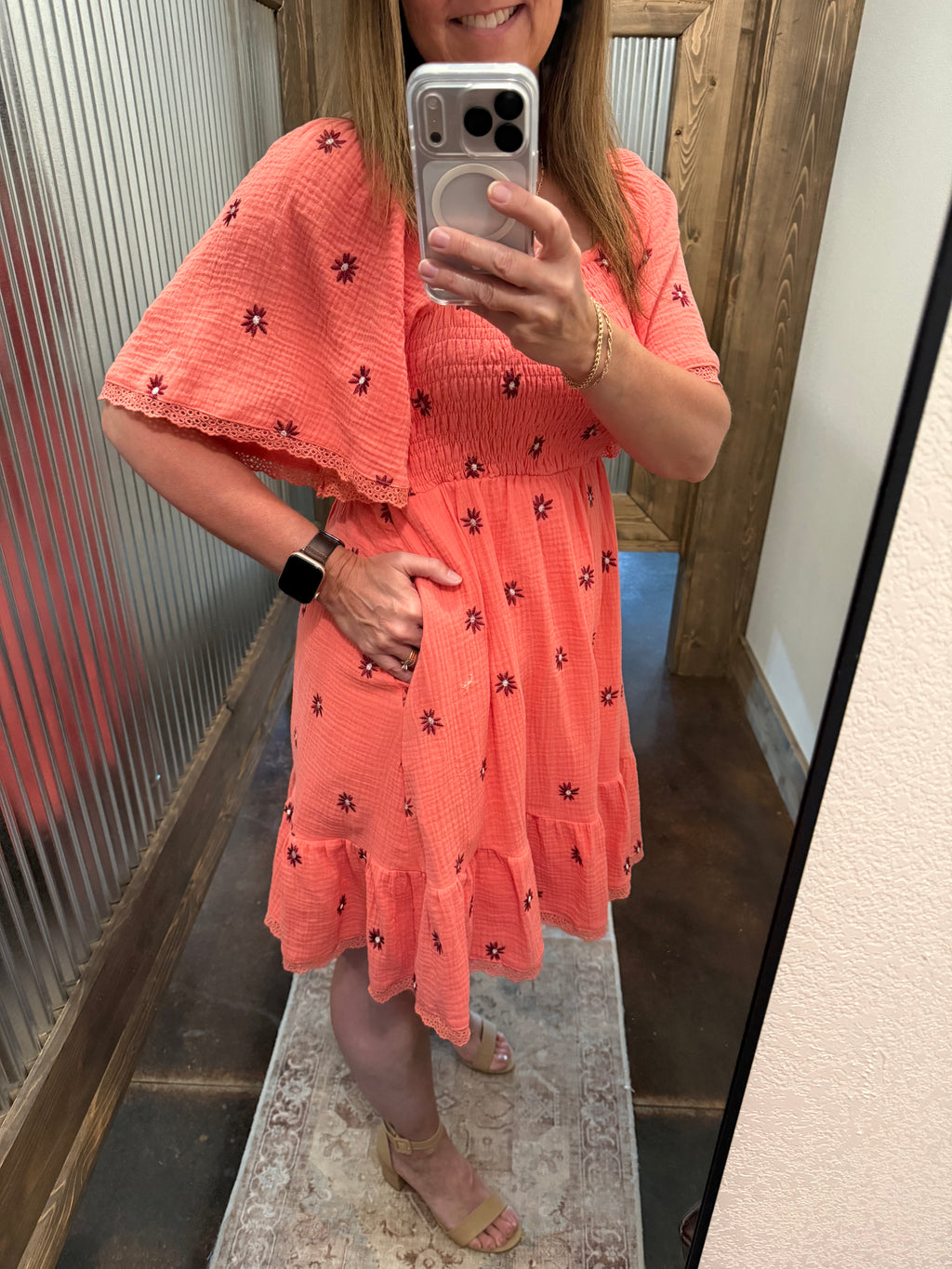 Gauze Floral Embroidered Dress